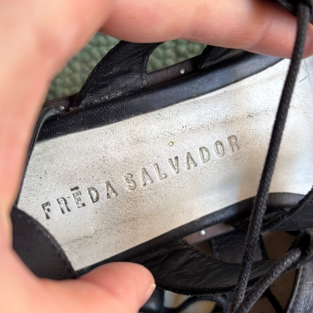 Freda Salvador Black Lace-Up Women's Sandals - Picture 2 of 9